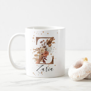Koppar Blommigt Brev Z Monogram kaffe Mugg