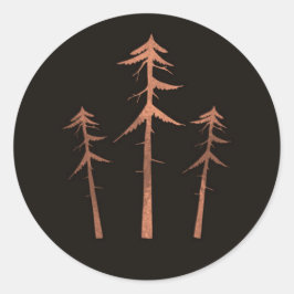 Koppar Brons Höga Tallar Rustik Bröllop Runt Klistermärke