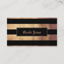 Koppar Brons & Svarta Ränder Chic Modern Glam Visitkort