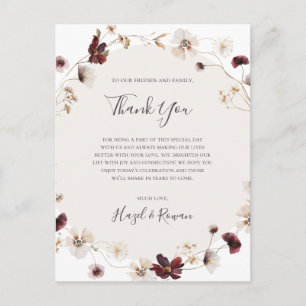 Koppar Burgundy Vildblomma Tacksamhetskort Vykort