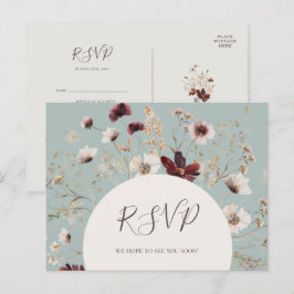 Koppar Burgundy Vildblomma Teal Menyval RSVP Vykort