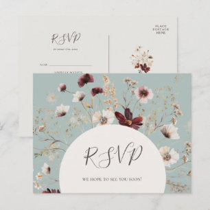 Koppar Burgundy Vildblomma Teal Menyval RSVP Vykort