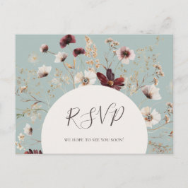 Koppar Burgundy Vildblomma Teal Menyval RSVP Vykort