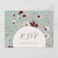 Koppar Burgundy Vildblomma | Turkos Bröllop RSVP