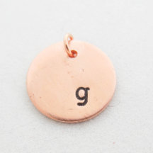 Koppar Concave Handstamped Initial Pendant