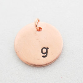 Koppar Concave Handstamped Initial Pendant
