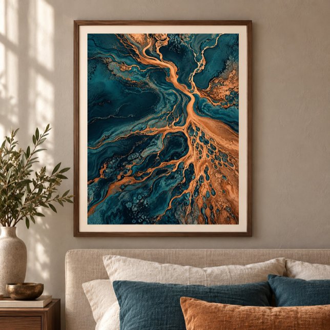 Koppar Delta Konsttryck Poster (Styled display of Copper Delta Art Print. Frame, mat and furnishings shown for illustration; select framing options separately.)