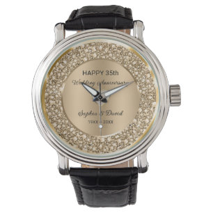 Koppar Diamanter Bröllopsjubileum Armbandsur