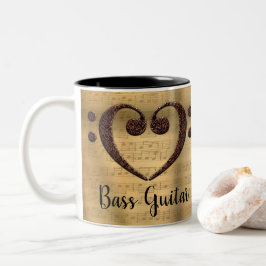 Koppar Dubbla Bass Clef Heart Bass Guitar