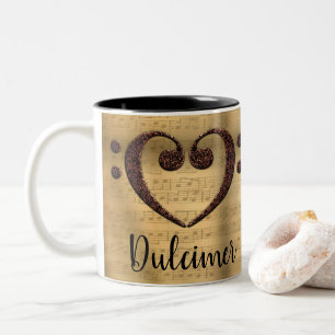 Koppar Dubbla Bass Clef Heart Dulcimer