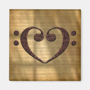 Koppar Dubbla Bass Clef Heart Music Älskare Magnet