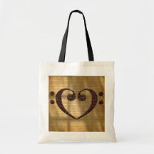 Koppar Dubbla Bass Clef Heart Music Älskare