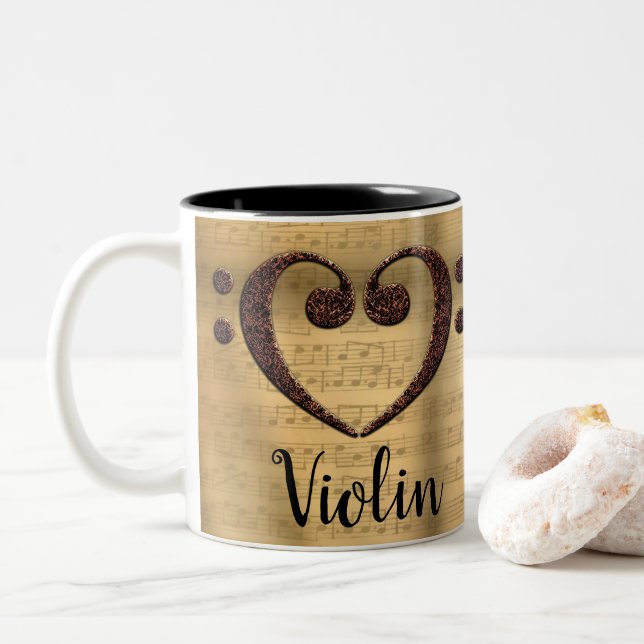 Koppar Dubbla Bass Clef Heart Violin (Med munk)