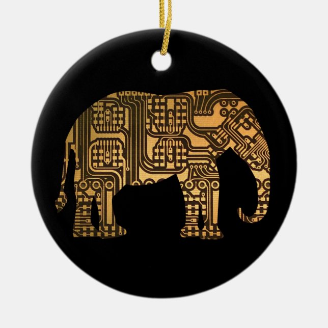 Koppar Elephant Circuit Board Julgransprydnad Keramik (Framsidan)
