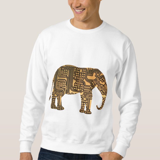 Koppar Elephant Circuit Board Lång Ärmad Tröja (Framsida)
