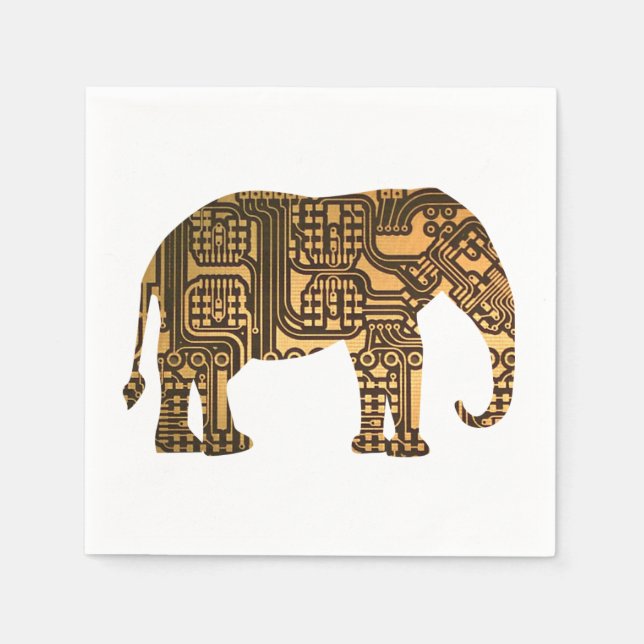 Koppar Elephant Circuit Board Pappersservett (Framsidan)