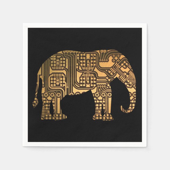 Koppar Elephant Circuit Board Pappersservett (Framsidan)