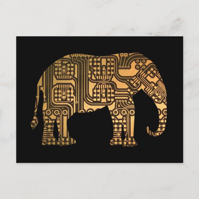 Koppar Elephant Circuit Board Vykort (Framsida)