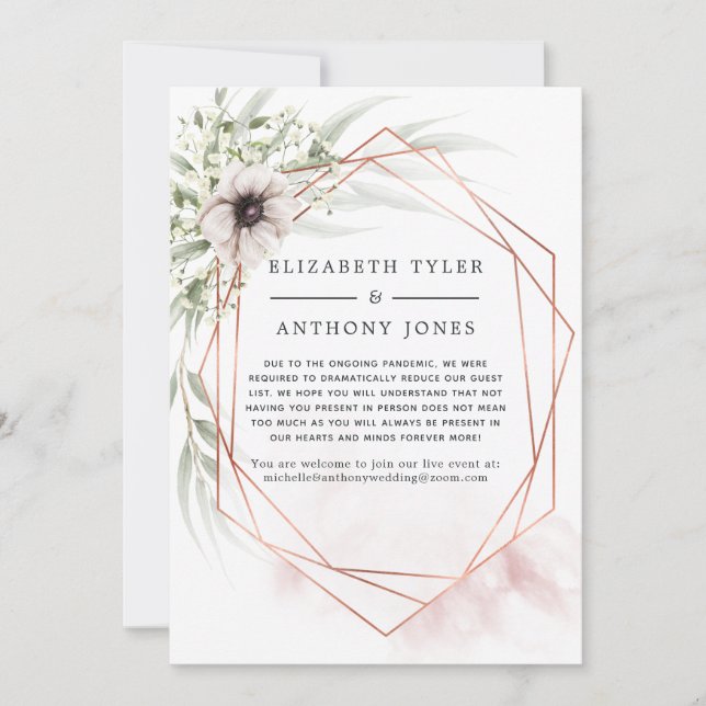 Koppar Eukalyptus Geometrisk Reducerad Gästlista Meddelande (Framsida)