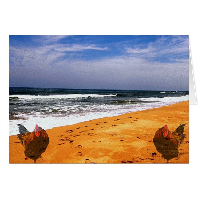 Koppar går till stranden hälsningskort (Framsidan Horizontal)