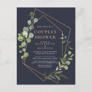 Koppar Geometric Eucalyptus Blue Par Shower Meddelande Vykort
