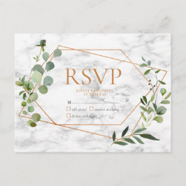 Koppar Geometric Eucalyptus Marble No Menu OSA Inbjudan Vykort
