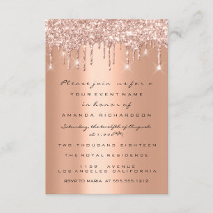 Koppar Glitter Drips Roséguld Bröllop Sweet 16th Inbjudningar