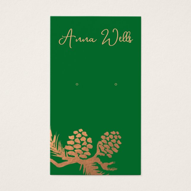 Koppar Gräs Cones Grönt Earring Visitkort (Framsidan)