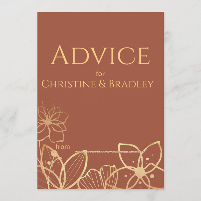 Koppar & Guld Bröllop Rådkort (Framsida)