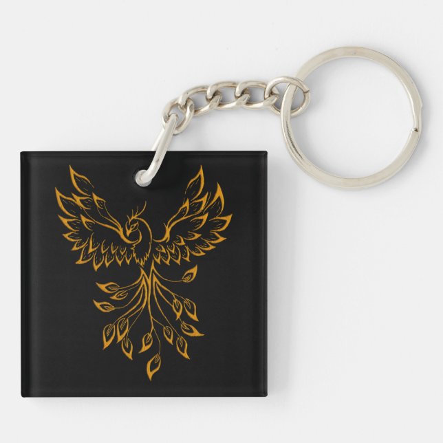 Koppar Guld Fenix Stiger på Svart  (Baksidan)