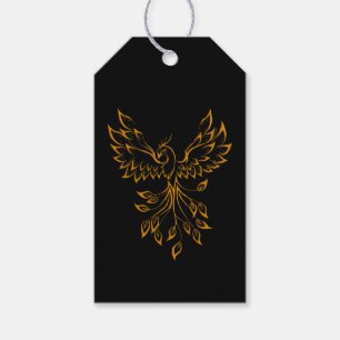 Koppar Guld Fenix Stiger på Svart Presentetikett