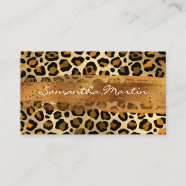 Koppar Guld Folie Leopard Penseldrag Visitkort