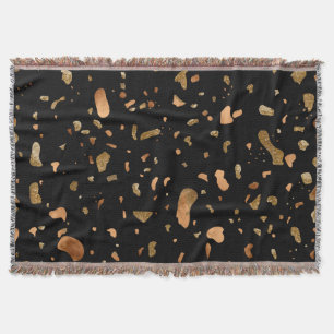 Koppar Guld på Black Terrazzo Stone Filt