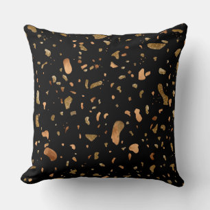 Koppar Guld på Black Terrazzo Stone Kudde