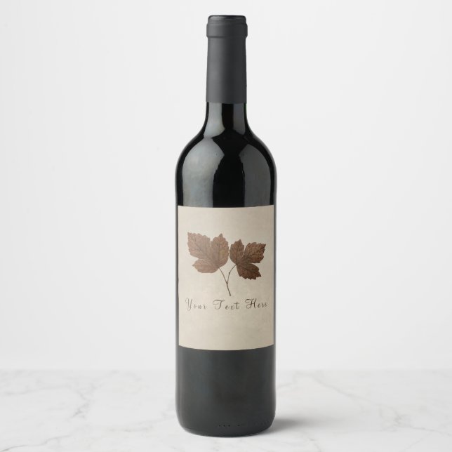 Koppar Höstblad Eleganta Vin Etiketter (Framsida)
