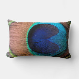 Koppar/kalk/blå peacock-fjäder lumbarkudde