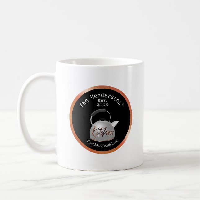 Koppar Köksmat Tillagad Med Kärlek Kaffe Mugg (Vänster)