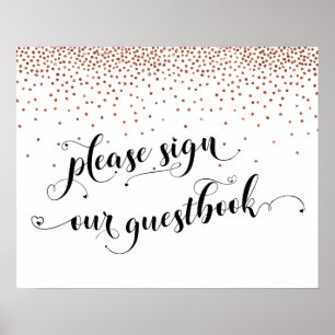 Koppar-konfetti Skriv under vårt Guestbook-tecken Poster