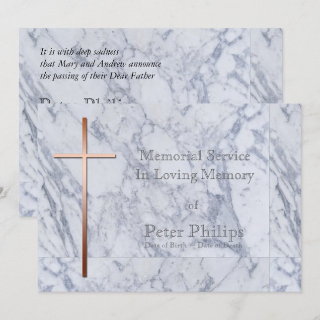 Koppar Kor Marble 2 - begravningsmeddelande Inbjudningar (Fram/baksida)