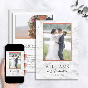 Koppar Marmor Foto Bröllops Annonsering Mottagning Inbjudningar