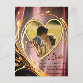 Koppar/Mässing Satin & Grafisk Blomma Meddelande Vykort