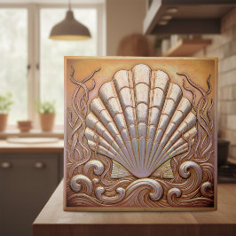 Koppar Metallisk Iriserande Scallop Shell ID1223 Kakelplatta