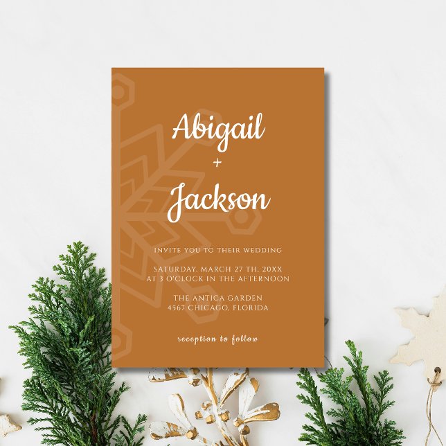 Koppar Minimalistisk Snöflinga Jul Bröllop Inbjudningar (Skapare uppladdad)