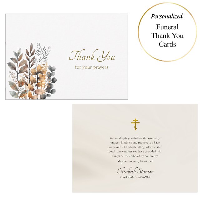 Koppar, Mörk blått Boho Flowers Orthodox Funeral Tack Kort (Skapare uppladdad)