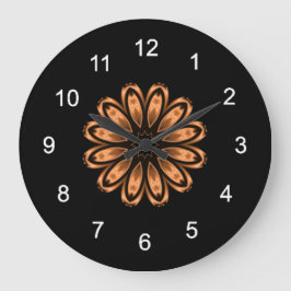 Koppar och Black Mandala Mönster 3 Stor Klocka