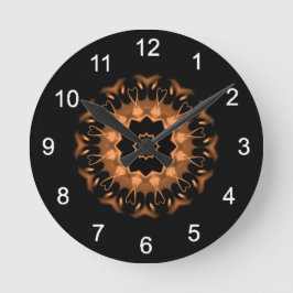 Koppar och Black Mandala Mönster 4 Rund Klocka