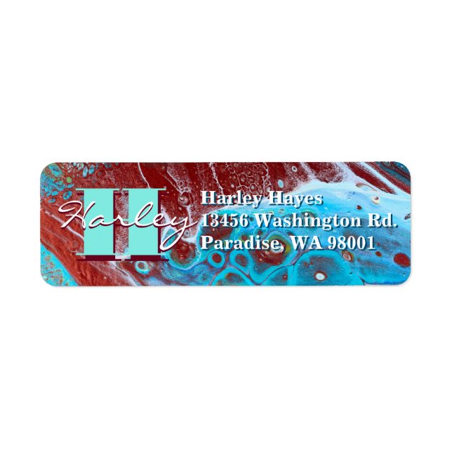 Koppar- och gelékrylflödeskonst returadress etikett (Framsidan)