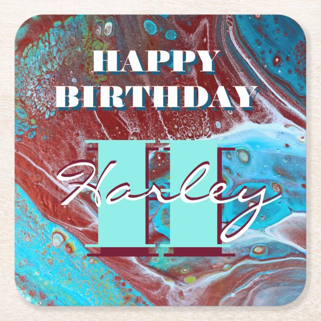 Koppar- och gelékrylflödeskonst underlägg papper kvadrat (Framsidan)