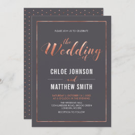 Koppar och Grått | Enkel modern typografi Bröllop Inbjudningar