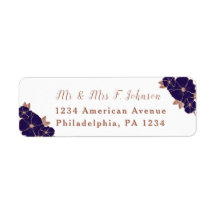 Koppar och midnattblått blommigt i modern bröllop